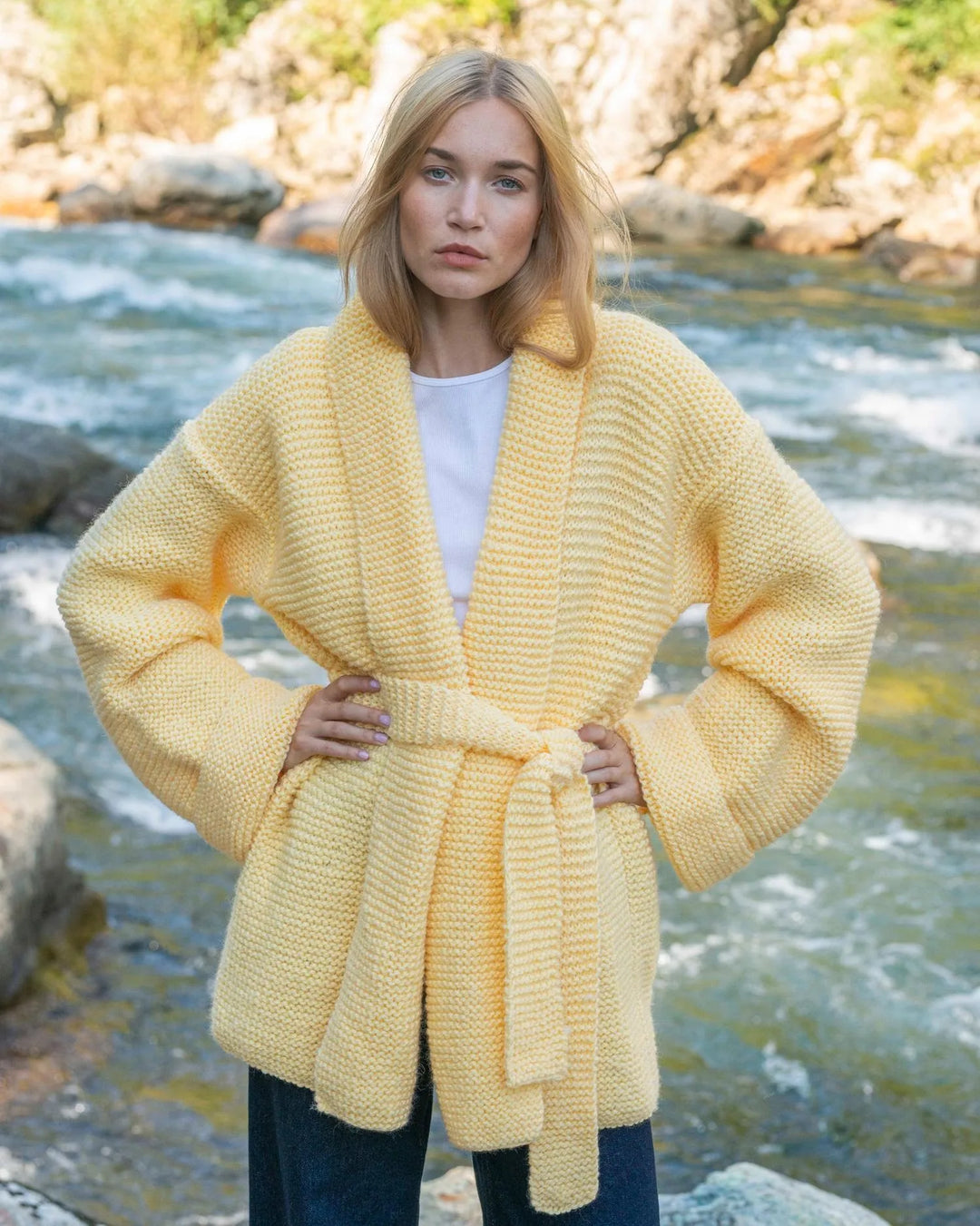 Agathe moss stitch shawl collar jacket