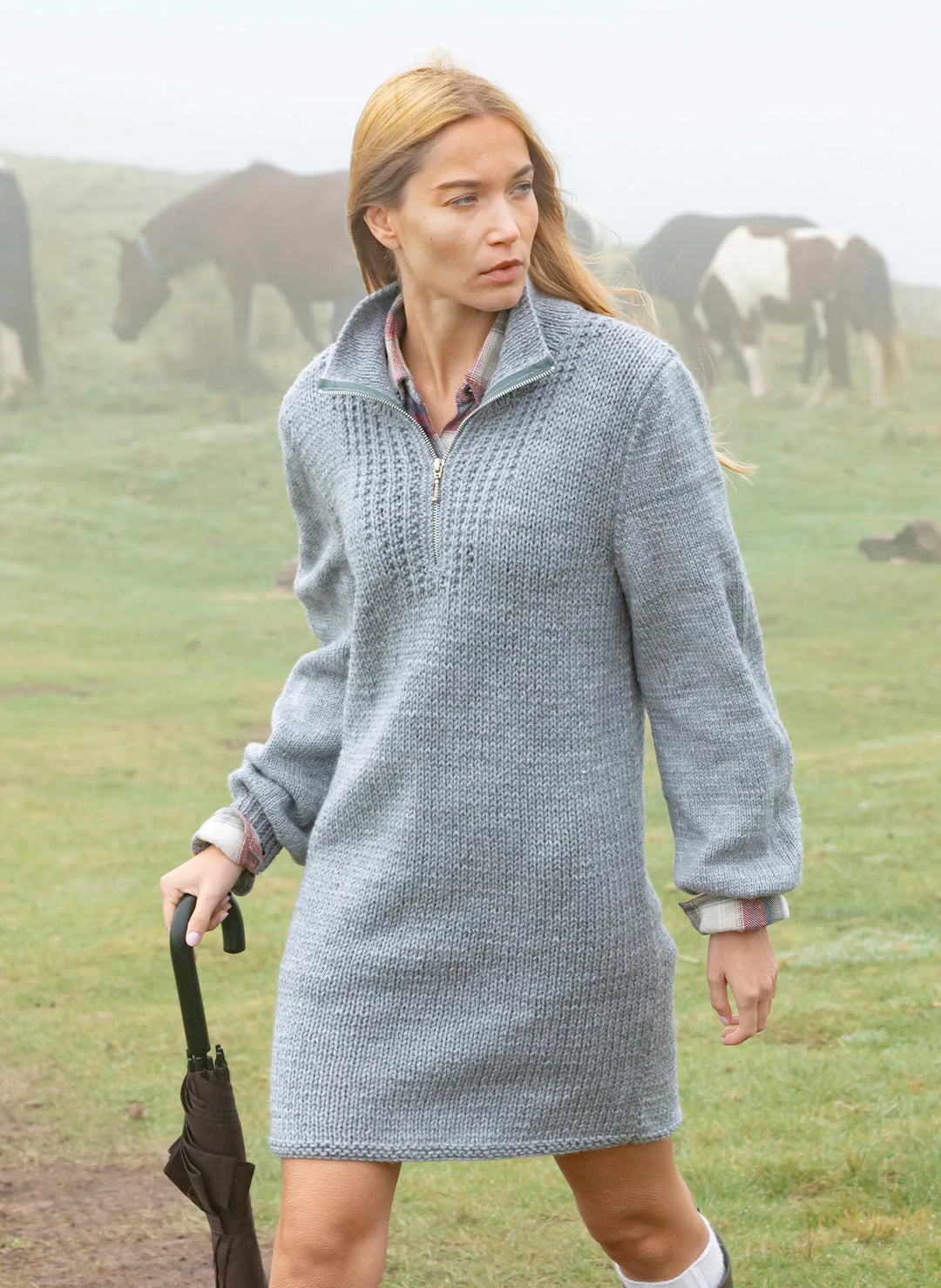 Bertheline long-sleeve zip-neck dress