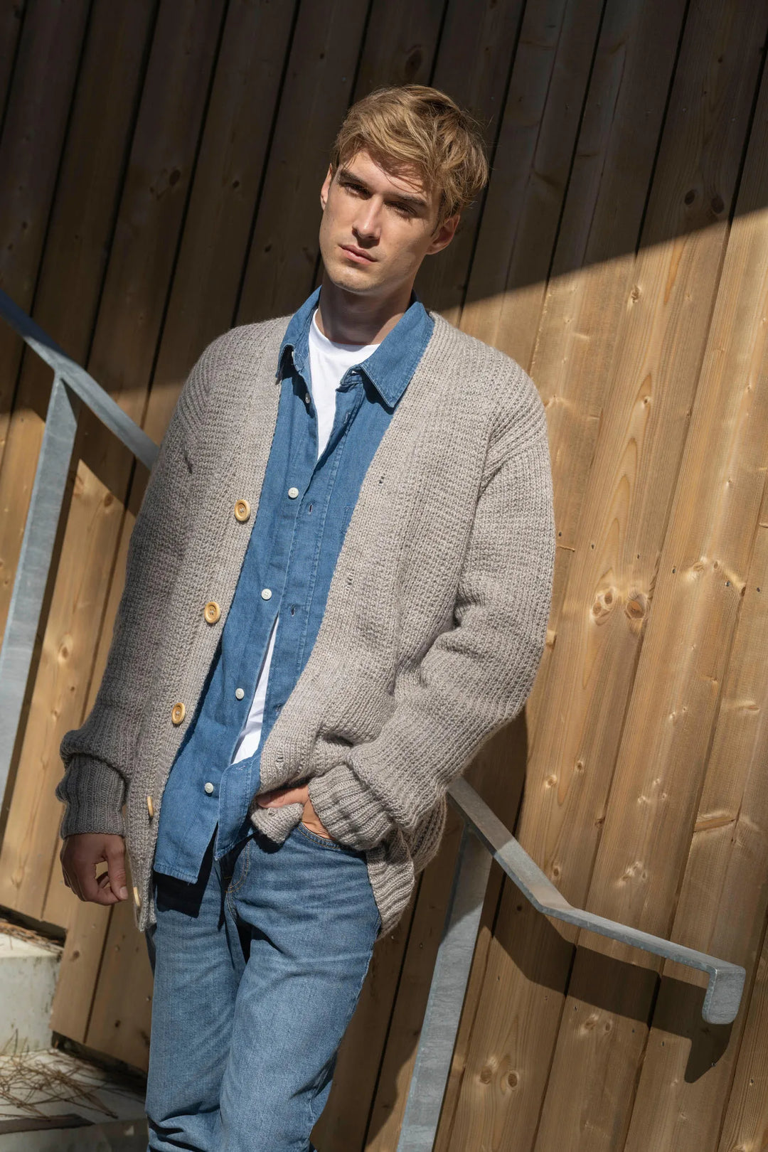 Brad men's long slim cardigan