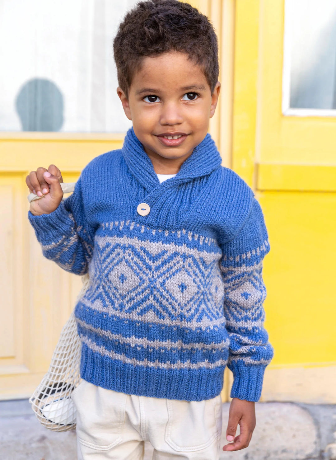 Brice jacquard shawl collar sweater
