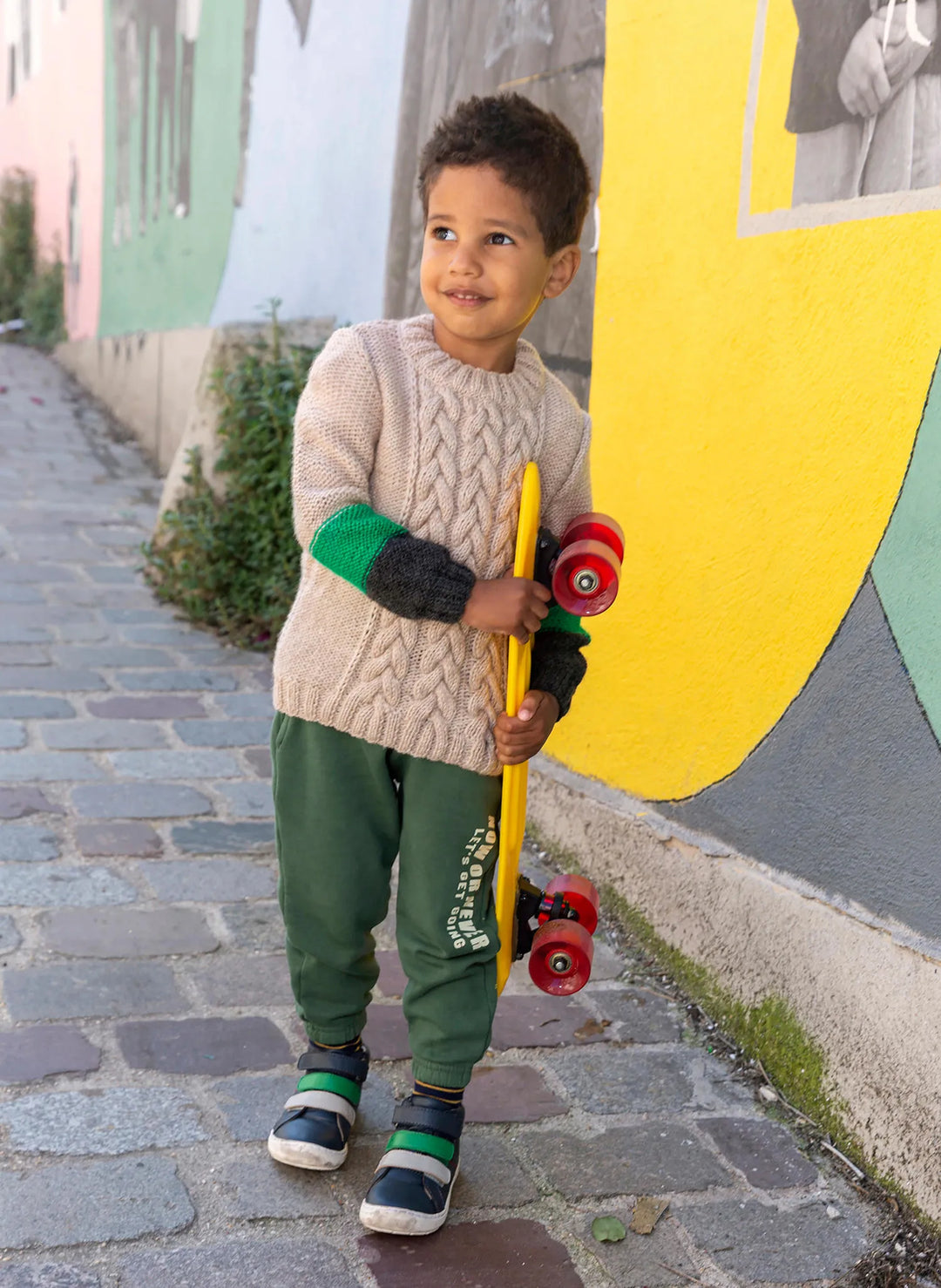 Bruce 3-color cable-knit sweater