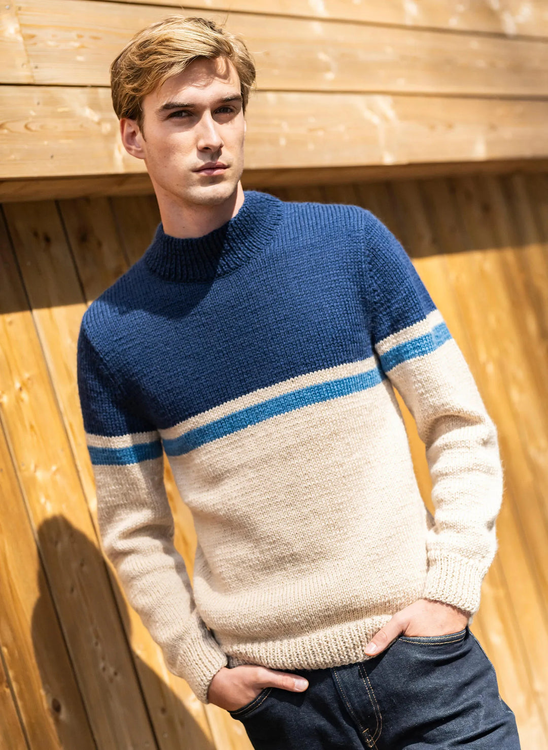 Damien men's tricolored stand-up collar sweater