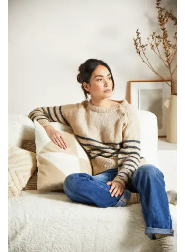 Emilie buttoned raglan striped sweater