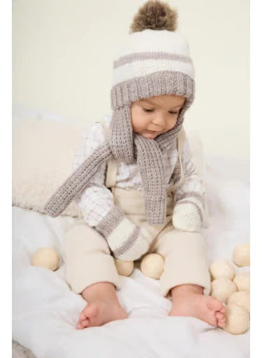 Baptiste striped hat and mittens set