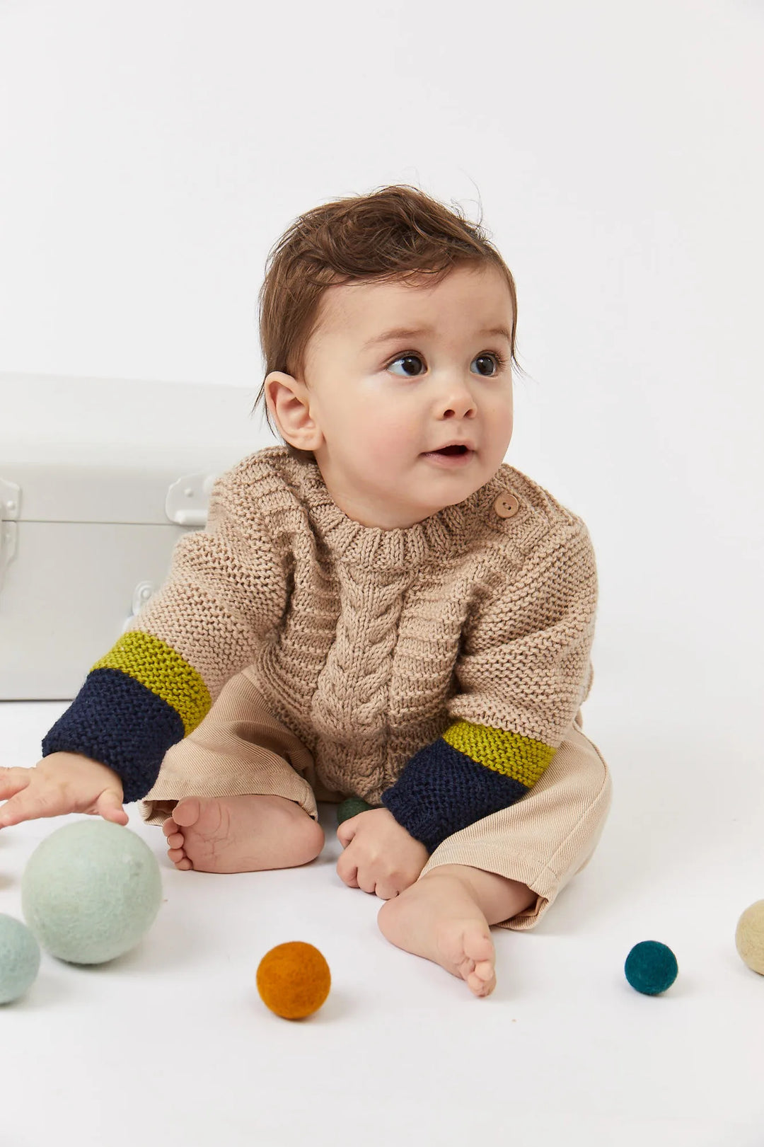 Iannis three-color cable knit sweater
