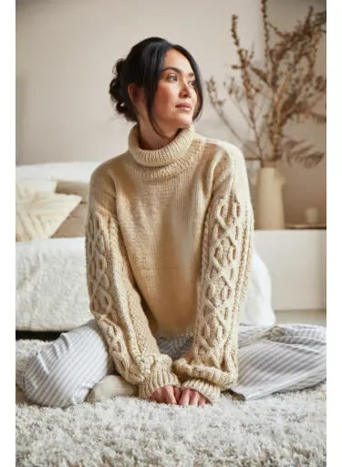 Ines turtleneck sweater with cable knit sleeves