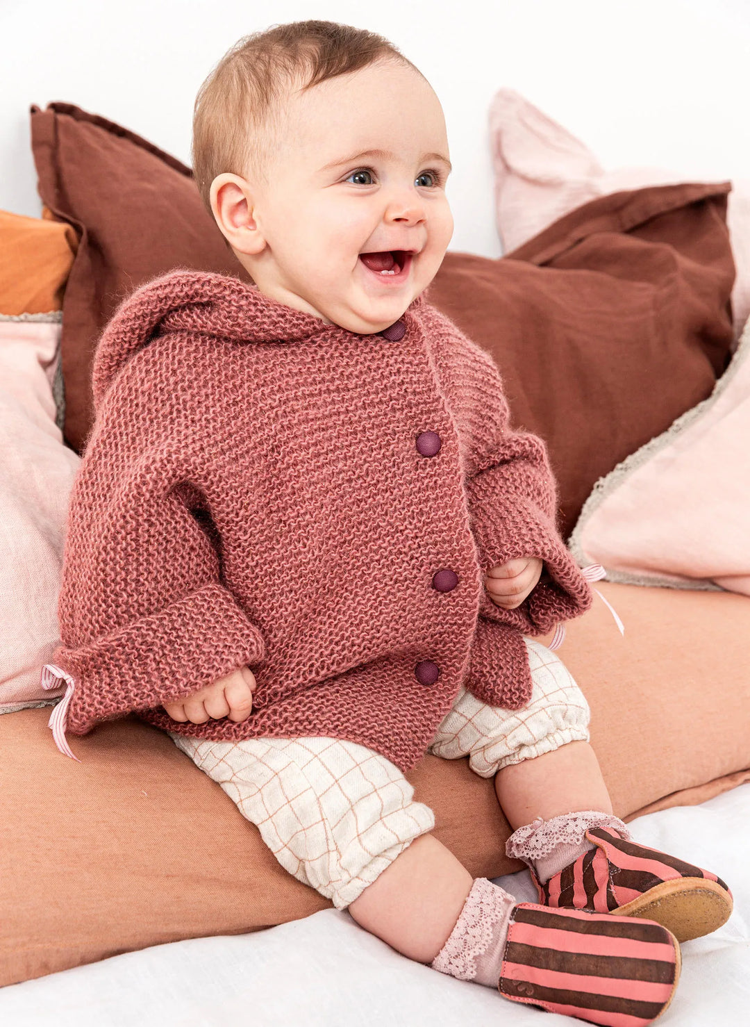 Manteau à capuche en point de garter Léna