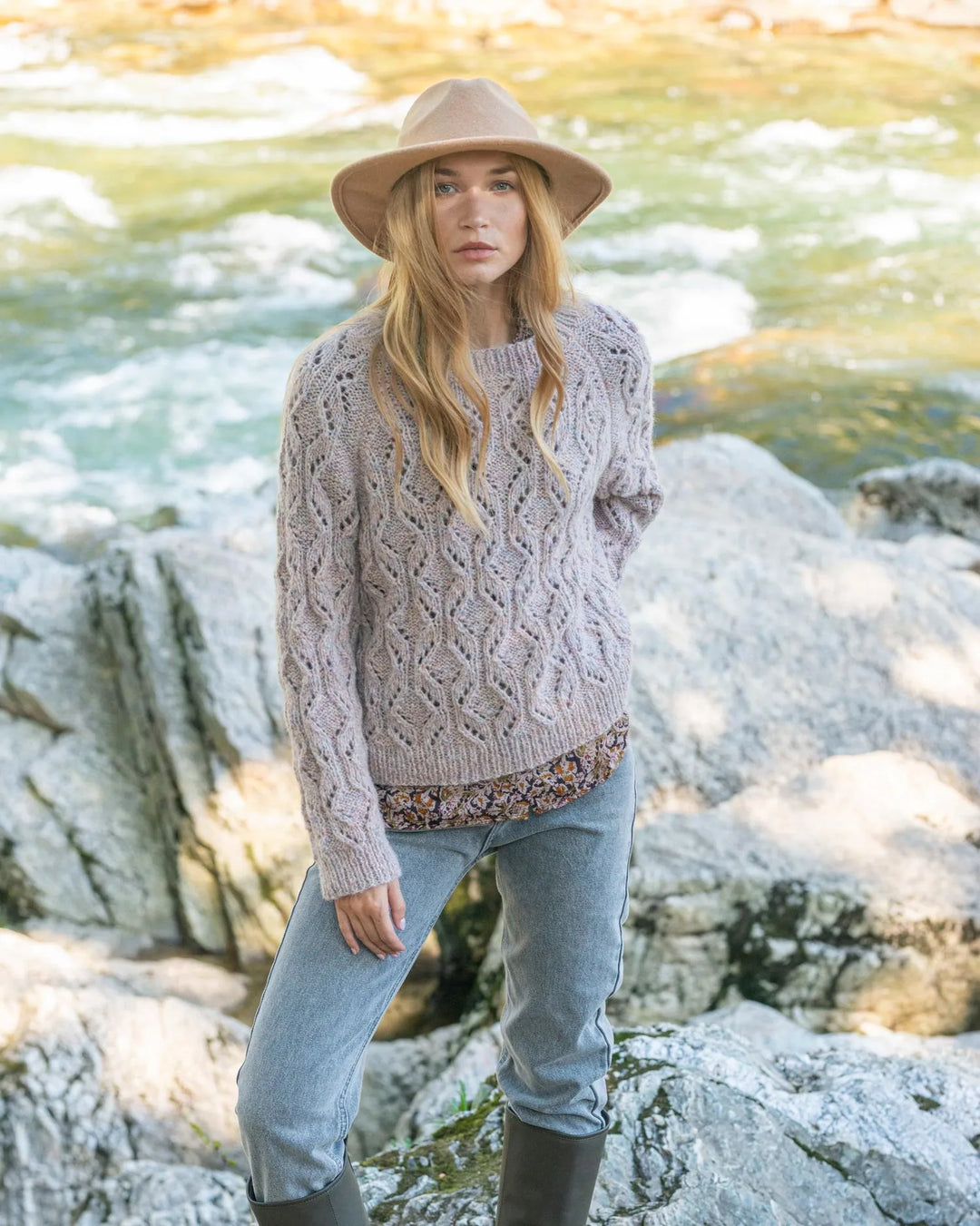 Lucie openwork diamond sweater