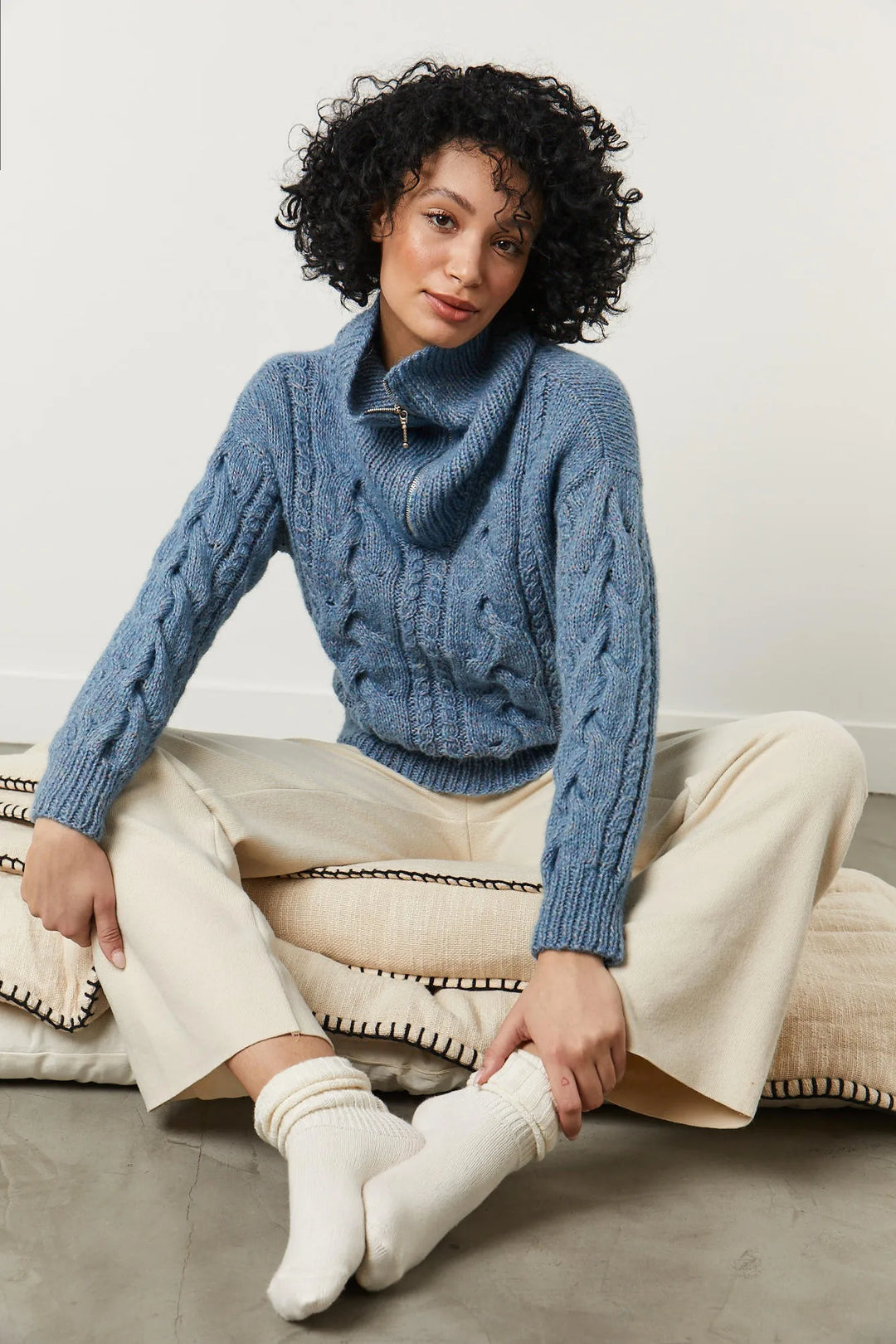 Luna cable-knit crewneck sweater