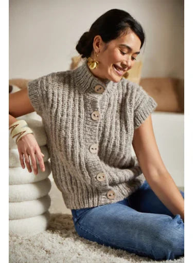 Mayline English Ribbed Sleeveless Cardigan