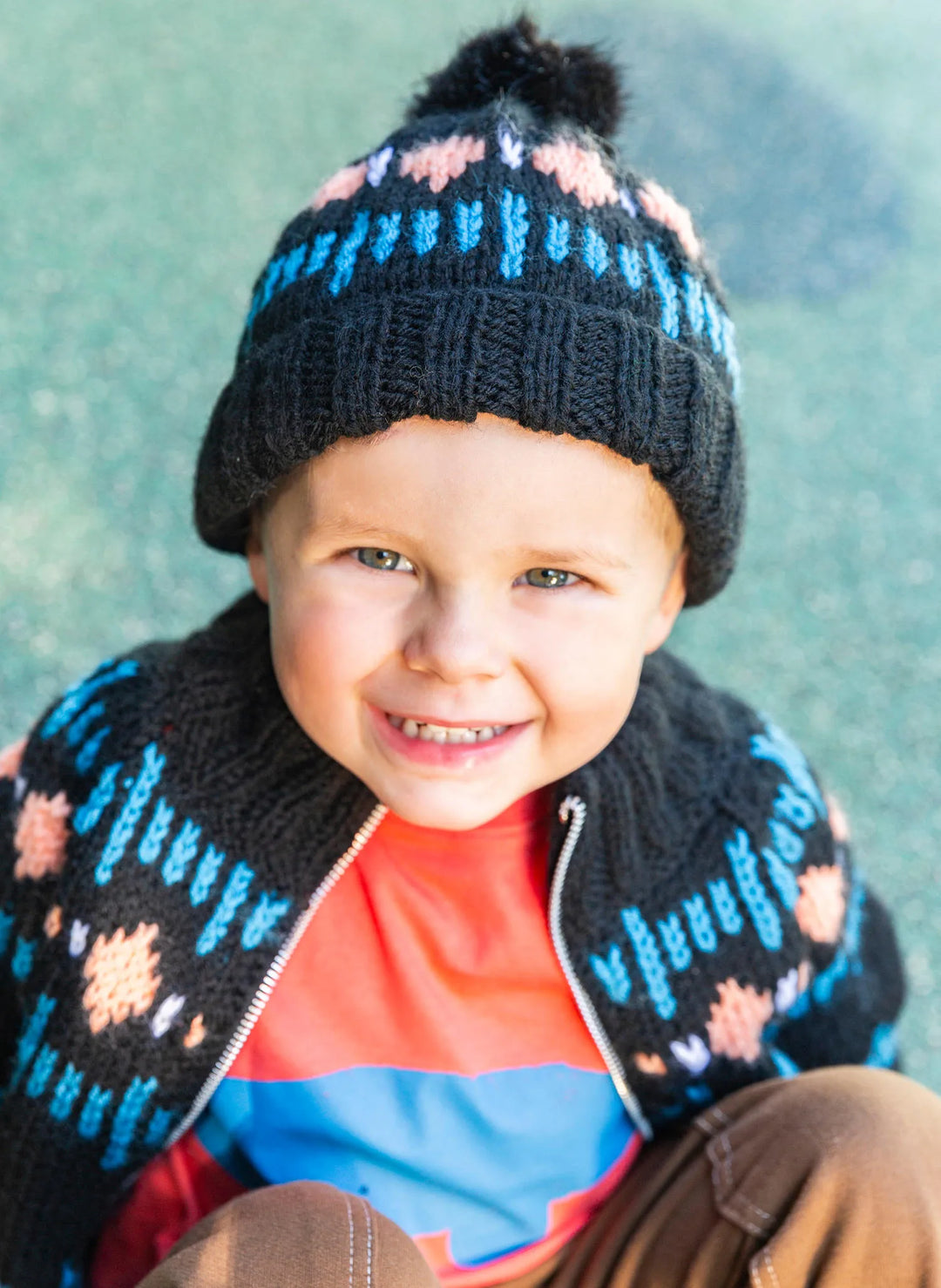 Scott jacquard fur pompom hat