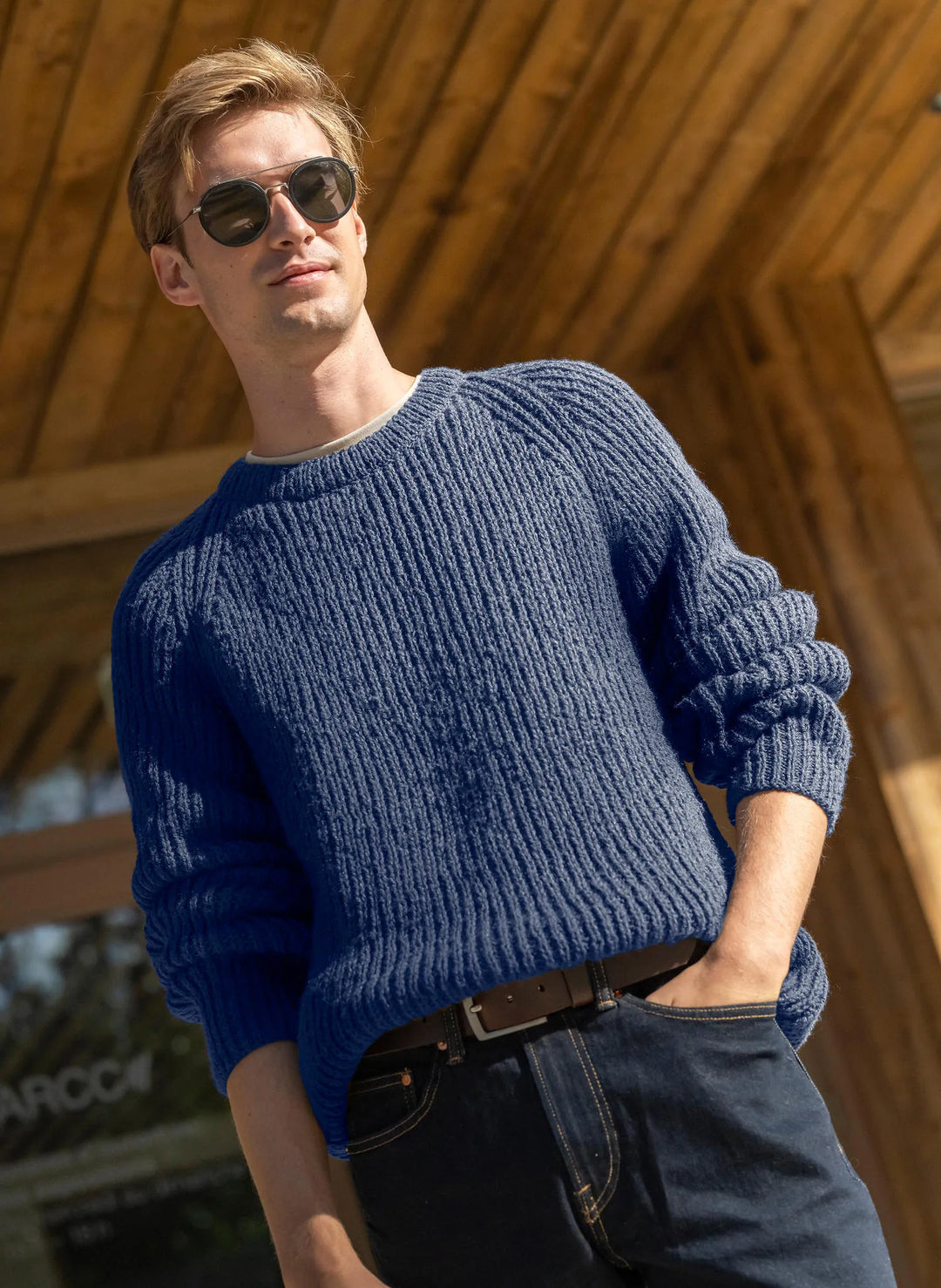 Serge men's pearl knit raglan sweater
