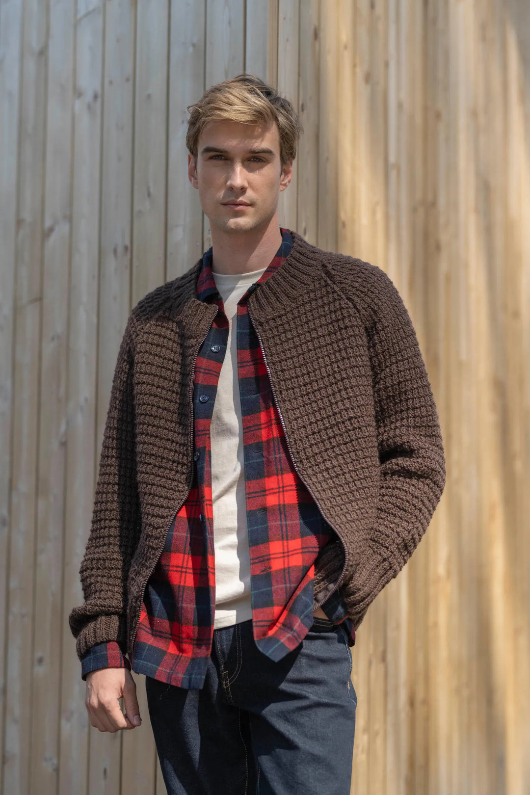 Simon fancy stitch men's raglan jacket