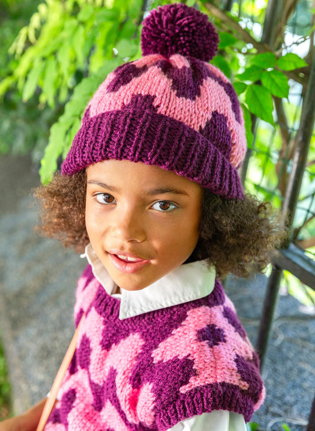 Solene jacquard beanie with pompom