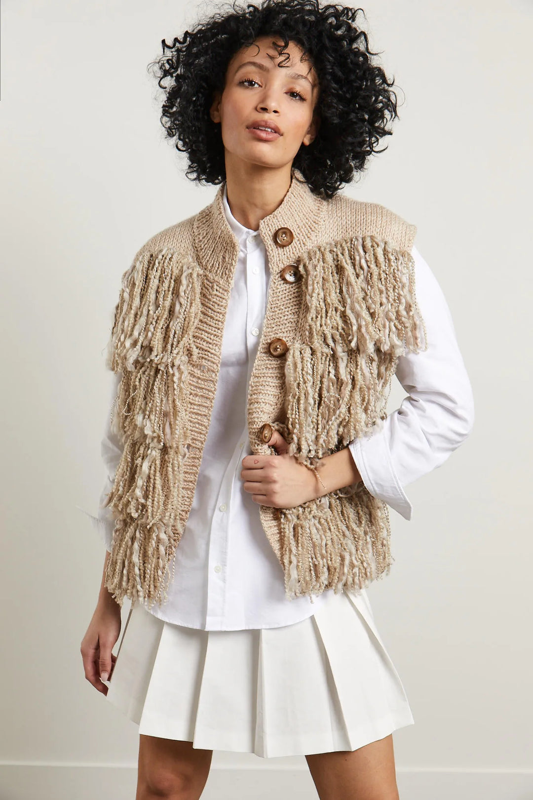 Gilet sans manches à franges Tania
