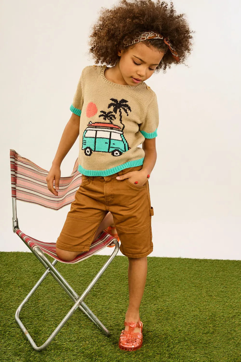 Van Clovis short-sleeved jacquard sweater