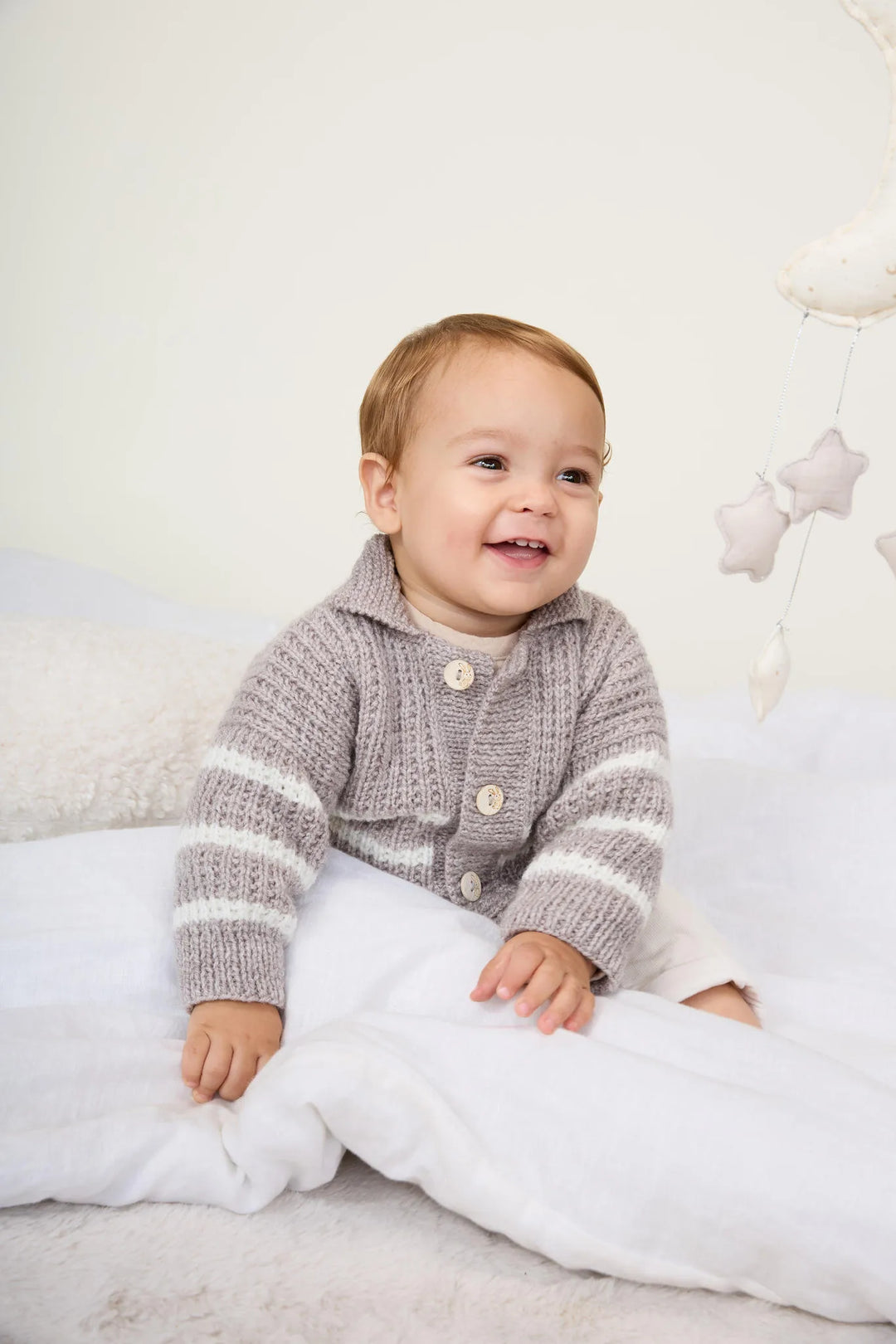 Bergère de France Canada - Bastien sand stitch striped cardigan