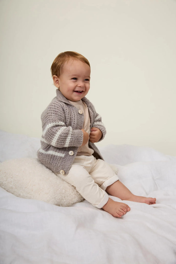 Bergère de France Canada - Bastien sand stitch striped cardigan