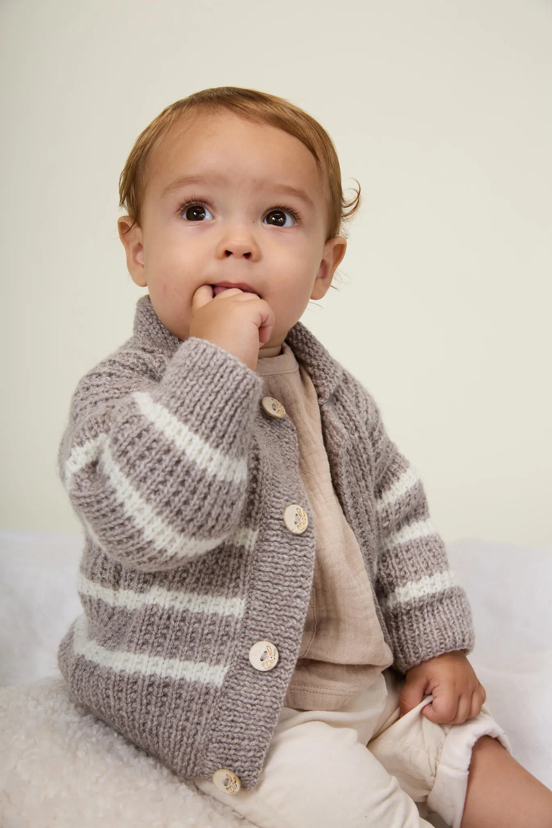 Bergère de France Canada - Bastien sand stitch striped cardigan