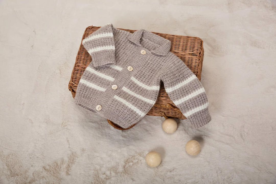 Cardigan rayé en point de sable Bastien