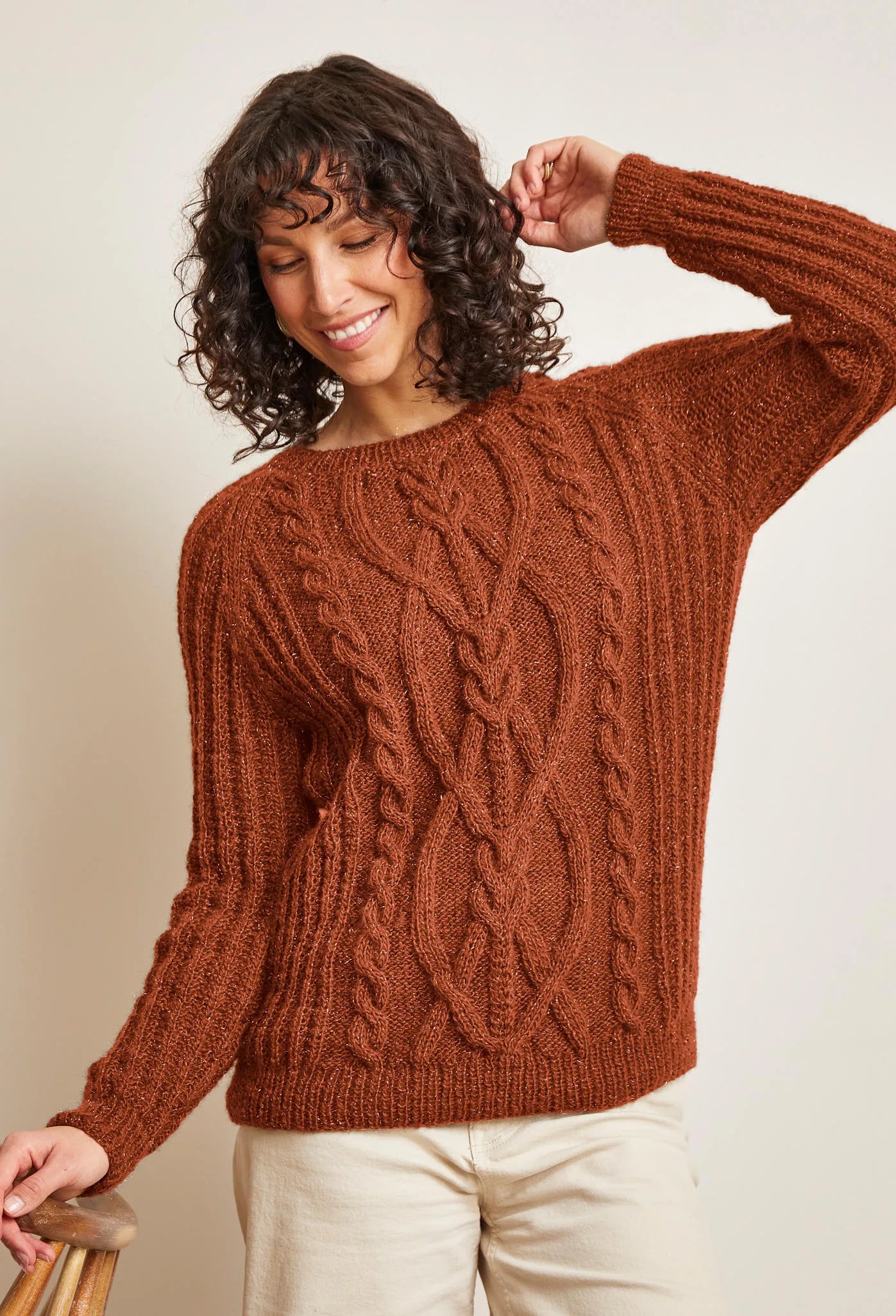 Lilou cable-knit raglan sweater