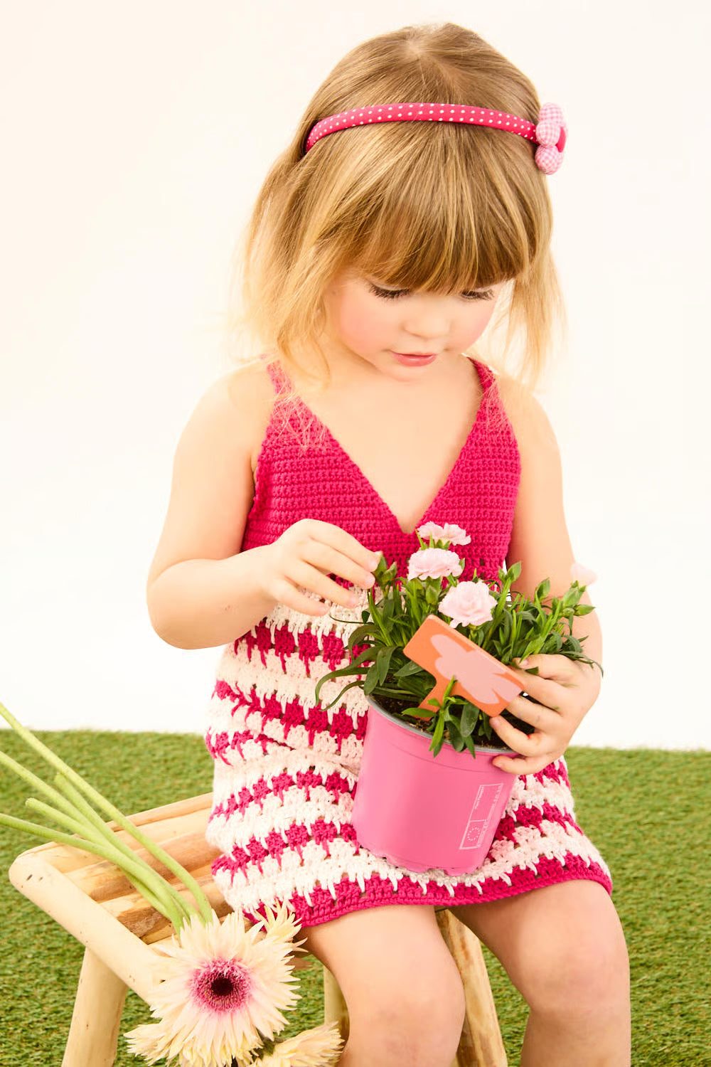 Robe au crochet tricolore Cathy