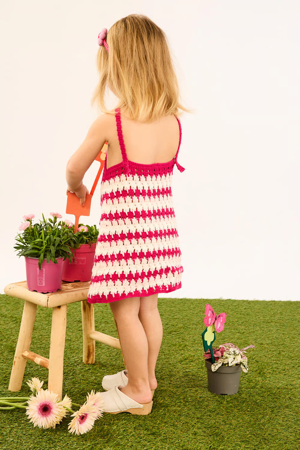 Robe au crochet tricolore Cathy