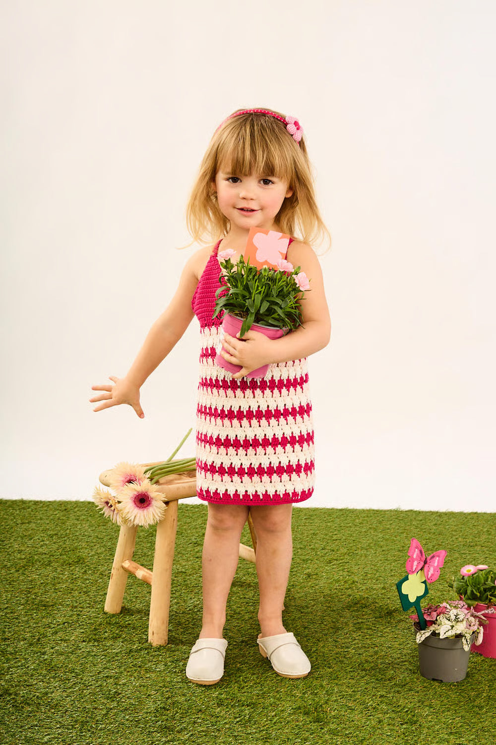 Robe au crochet tricolore Cathy