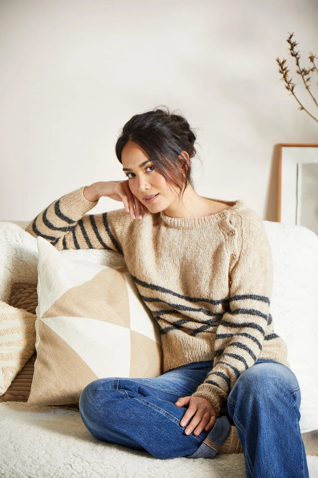 Bergère de France Canada - Emilie buttoned raglan striped sweater