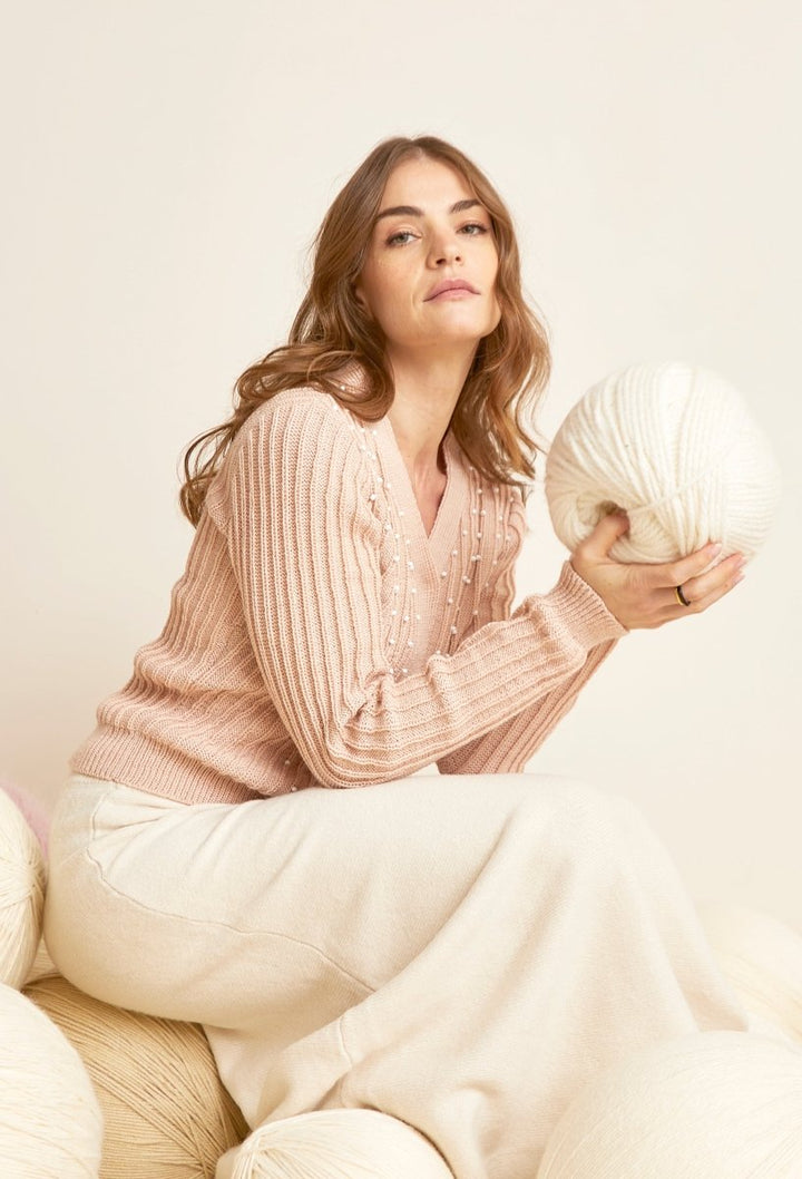 Bergère de France Canada - Irène V - Neck Cardigan with Pearls