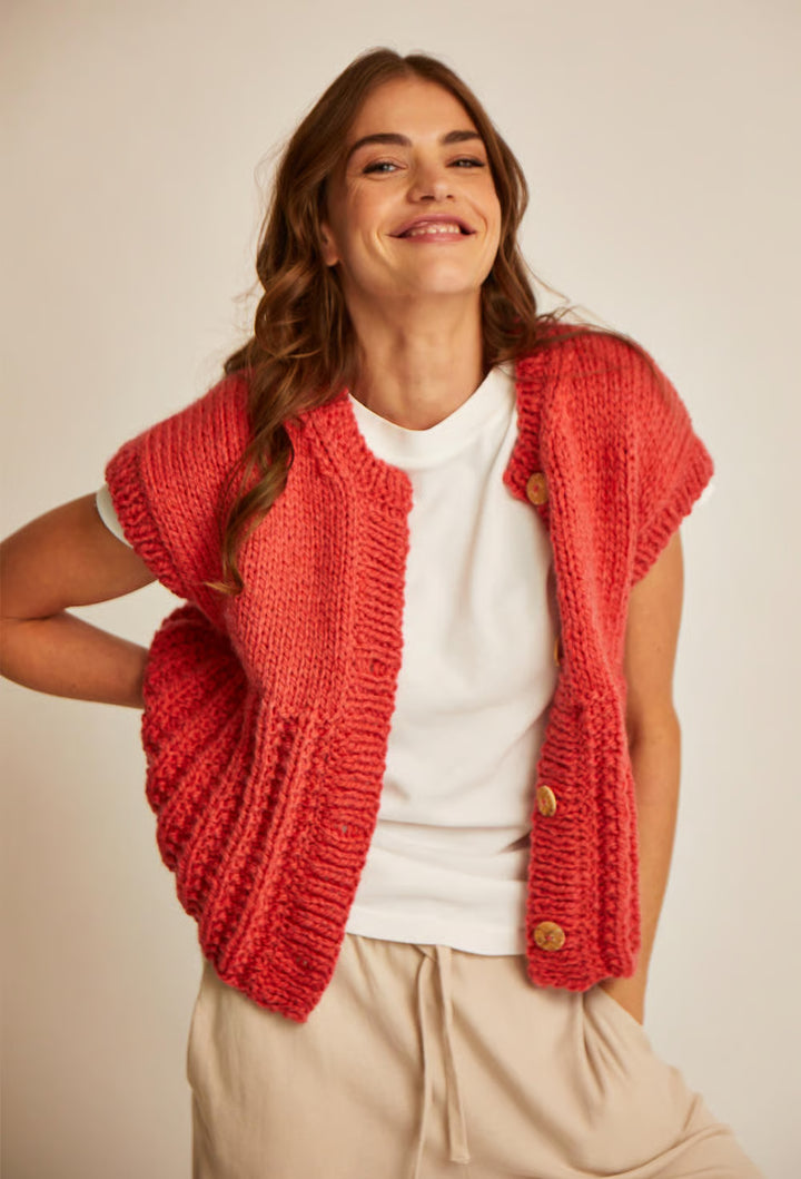 Gilet sans manches point fantaisie Angela