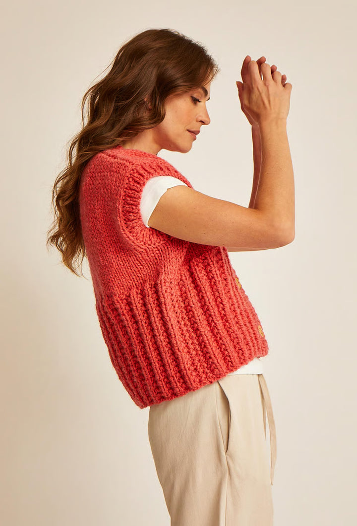 Gilet sans manches point fantaisie Angela