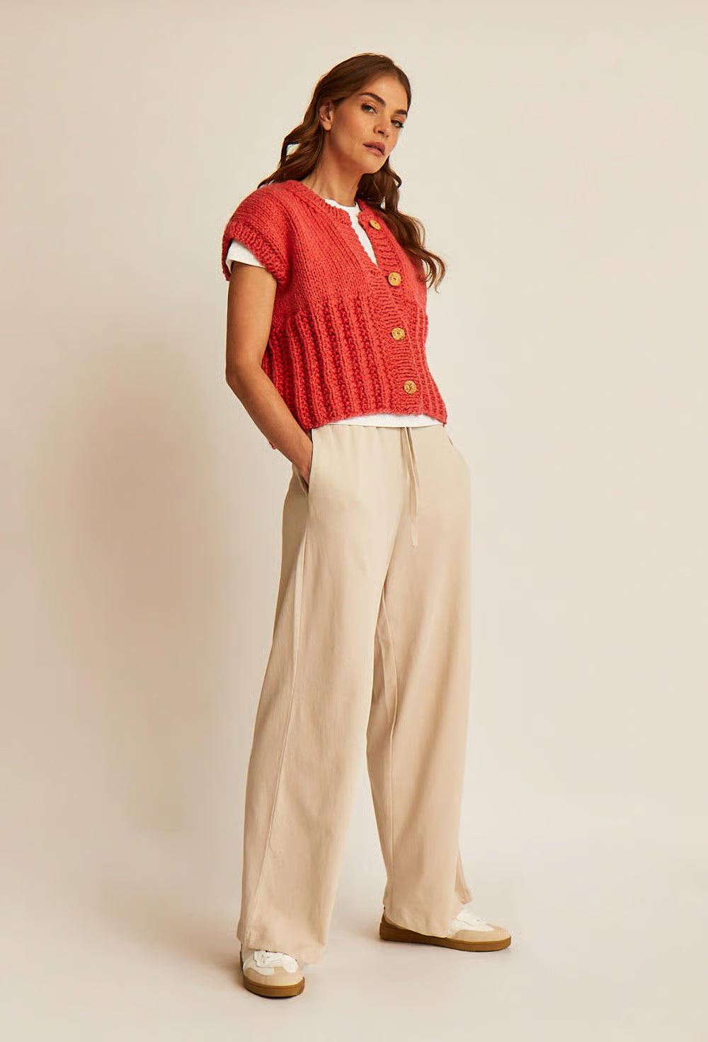Gilet sans manches point fantaisie Angela