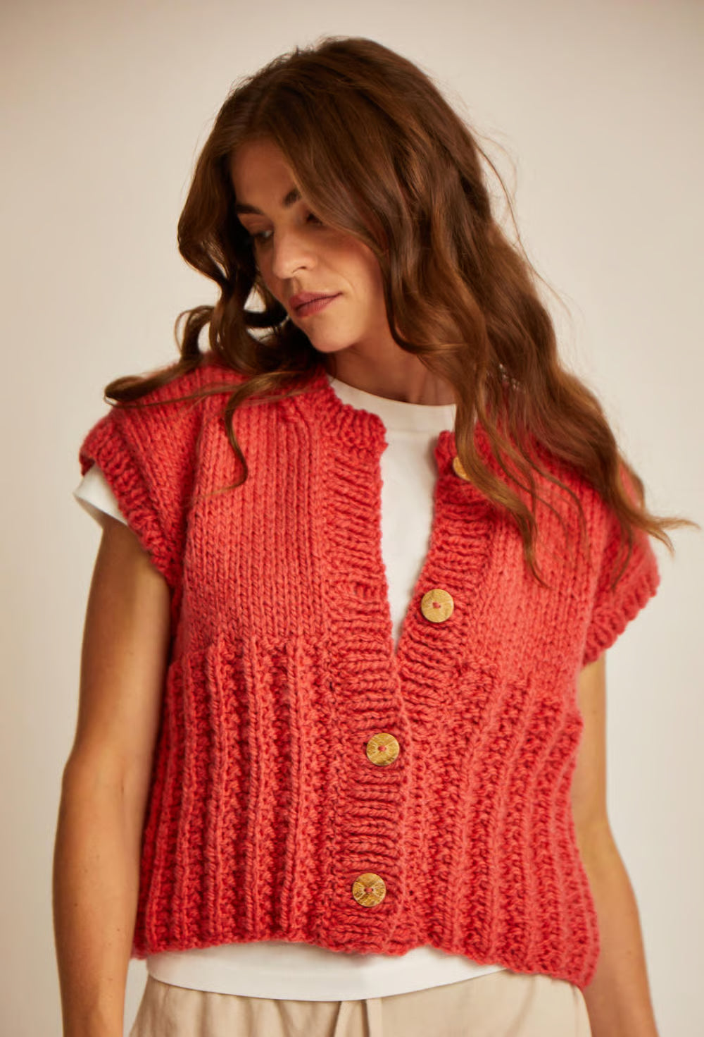 Gilet sans manches point fantaisie Angela