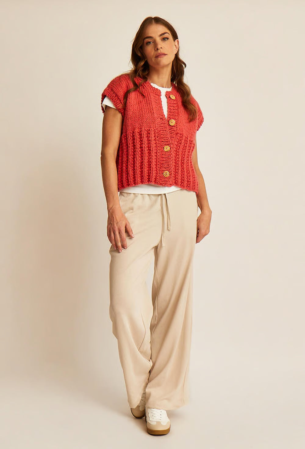 Gilet sans manches point fantaisie Angela