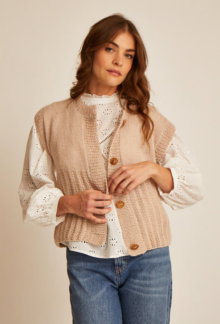 Gilet sans manches point fantaisie Eve
