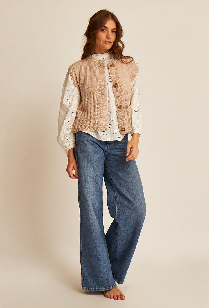 Gilet sans manches point fantaisie Eve