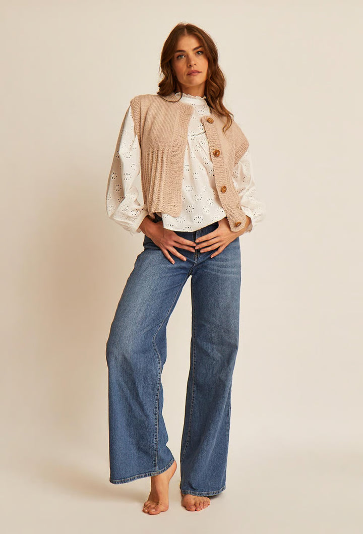 Gilet sans manches point fantaisie Eve