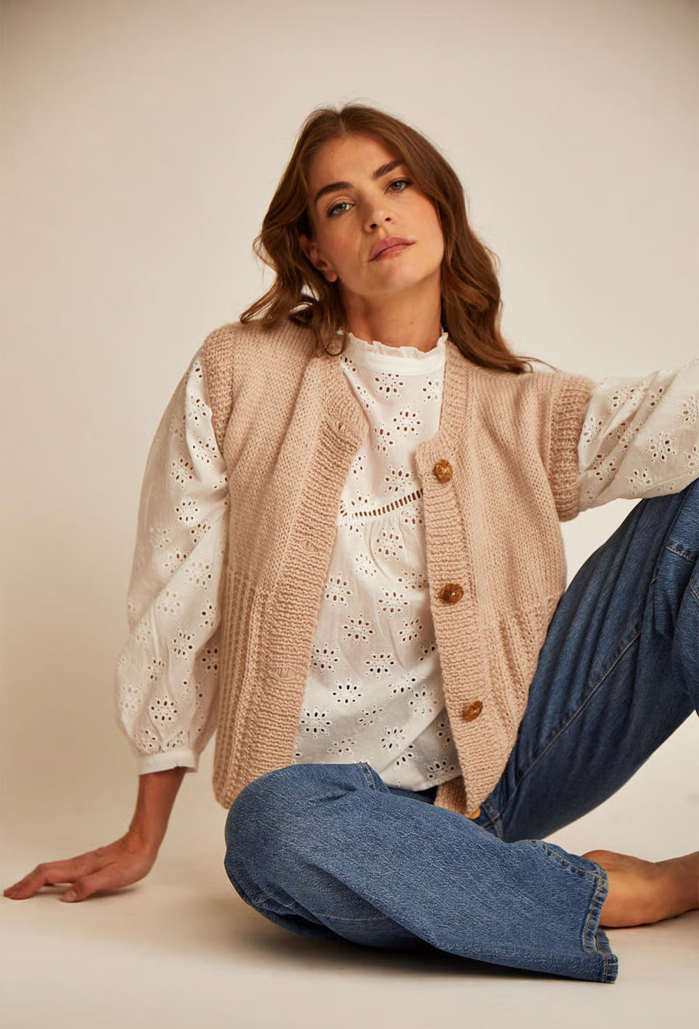 Gilet sans manches point fantaisie Eve