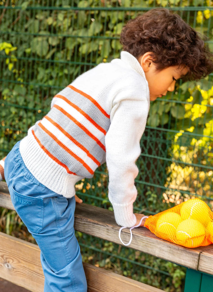 Bergère de France Canada - Illan button - down polo neck striped sweater