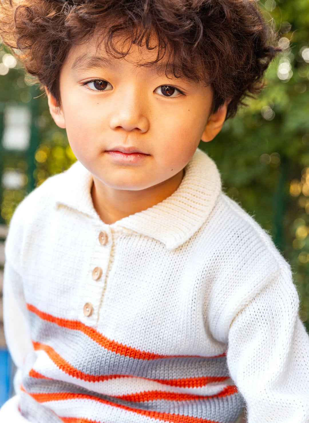 Bergère de France Canada - Illan button - down polo neck striped sweater