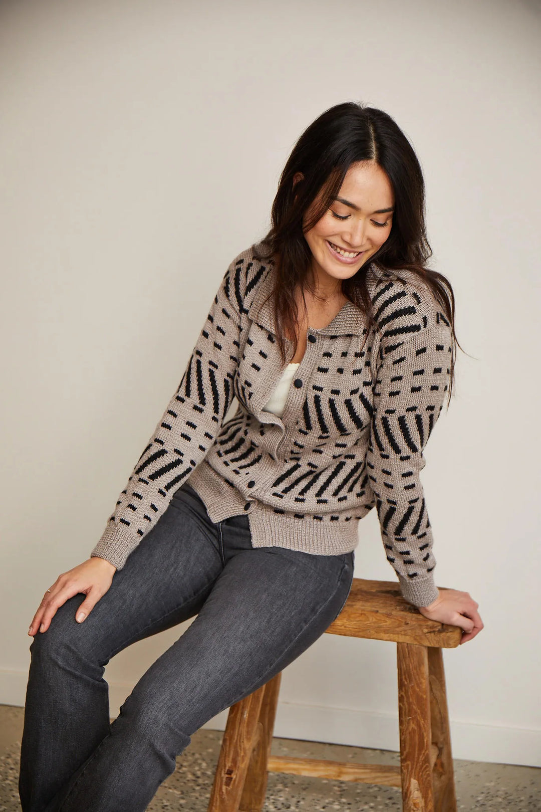 Bergère de France Canada - Ingrid jacquard polo neck cardigan