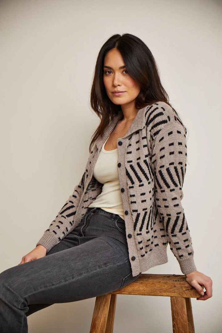 Bergère de France Canada - Ingrid jacquard polo neck cardigan
