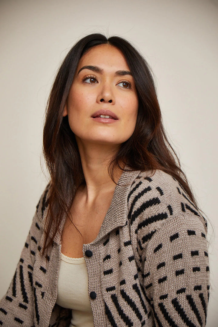 Bergère de France Canada - Ingrid jacquard polo neck cardigan