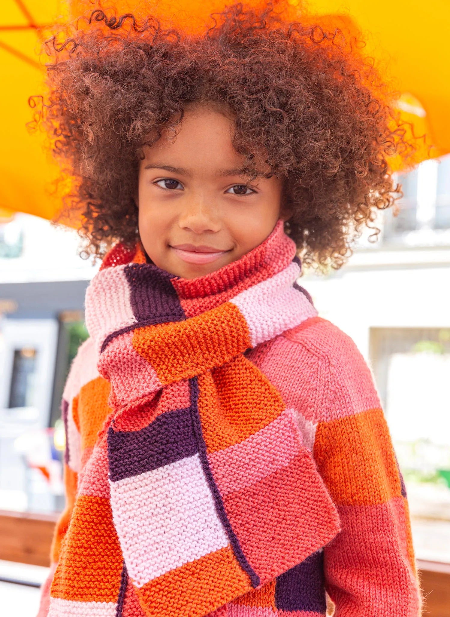 Isaline multi-colored garter stitch scarf – Bergère de France Canada