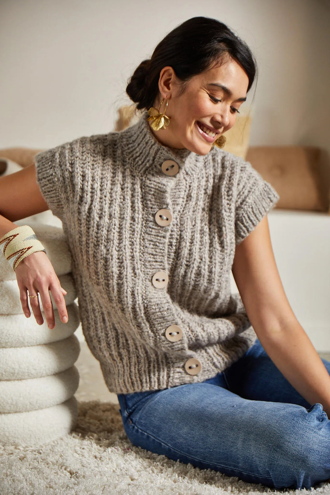 Bergère de France Canada - Mayline English Ribbed Sleeveless Cardigan