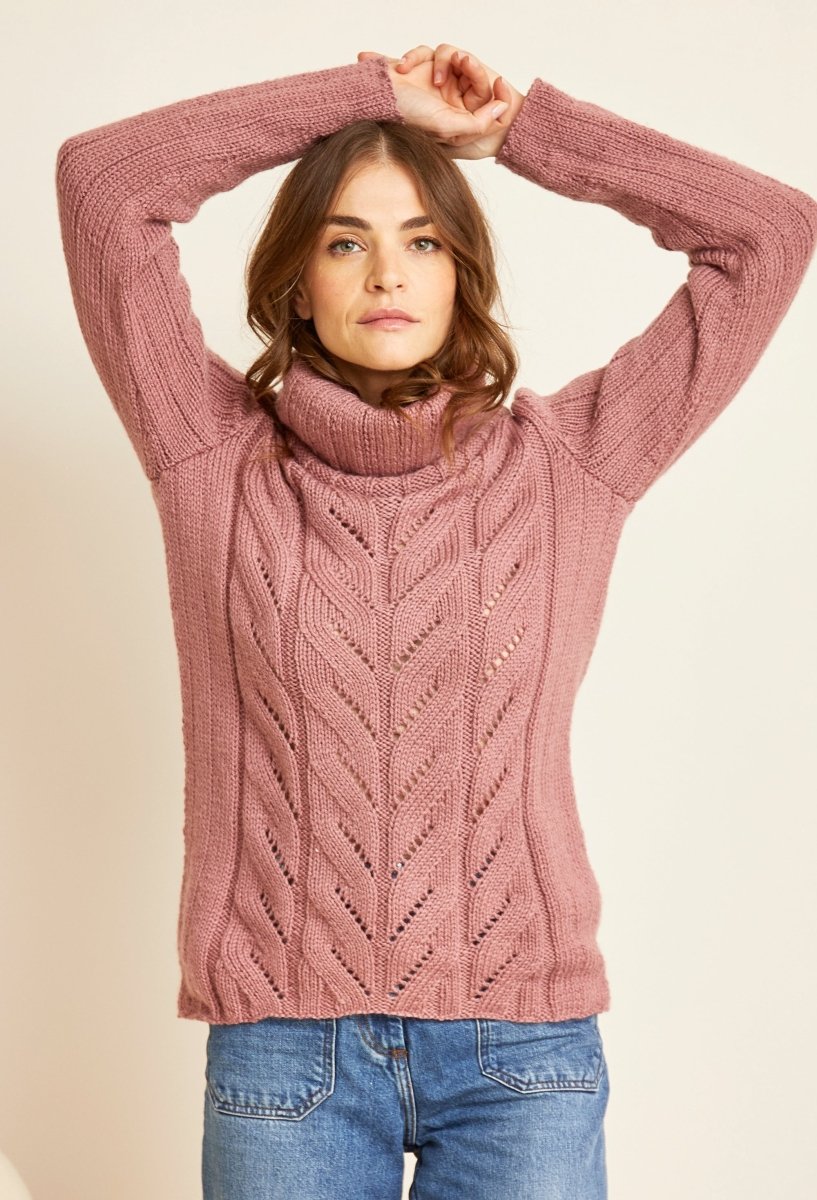 Bergère de France Canada - Déborah Cowl - Neck Sweater with Openwork Cables