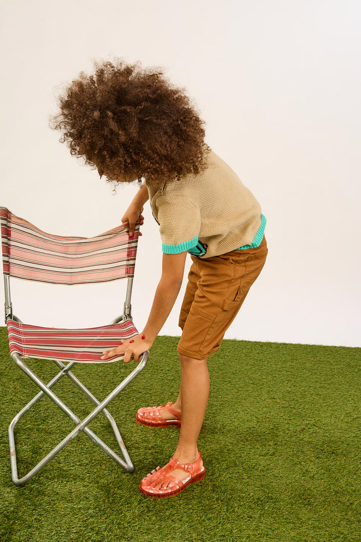 Pull jacquard à manches courtes Van Clovis