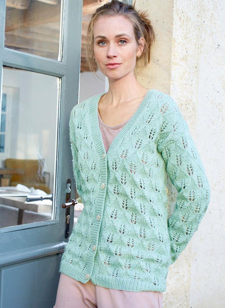 Gilet ajouré feuille col V