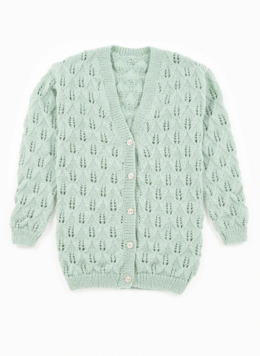 Bergère de France Canada - Openwork leaf V - neck cardigan